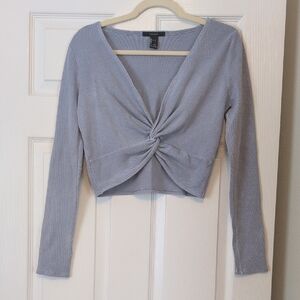Forever 21 Light Gray Twist-Front Crop Top
